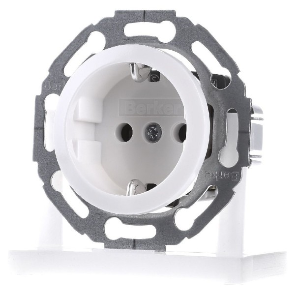 Розетка с з/к полярная белизна Berker 1930/Glas - фото №1