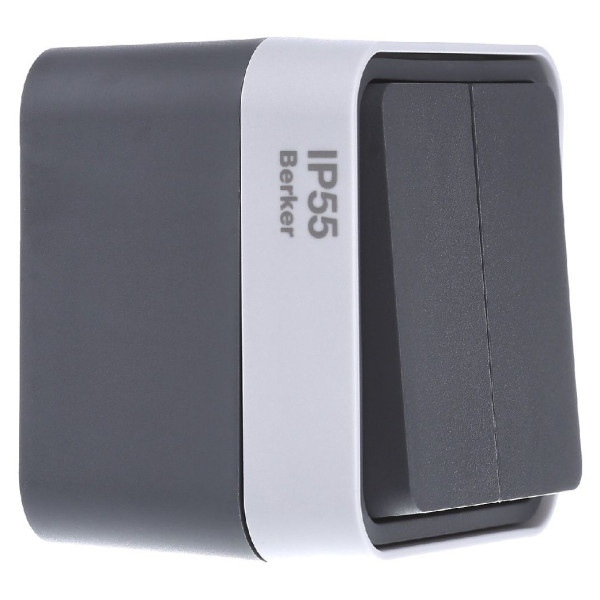 Выключатель 2-клавишный серый Berker W.1 - фото №2