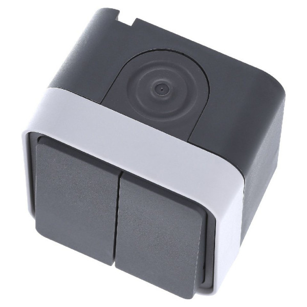 Выключатель 2-клавишный серый Berker W.1 - фото №5