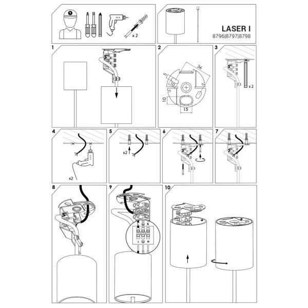 Подвесной светильник, люстра Nowodvorski 8798 Laser 490 G9 1x10W IP20 Золотой - фото №2