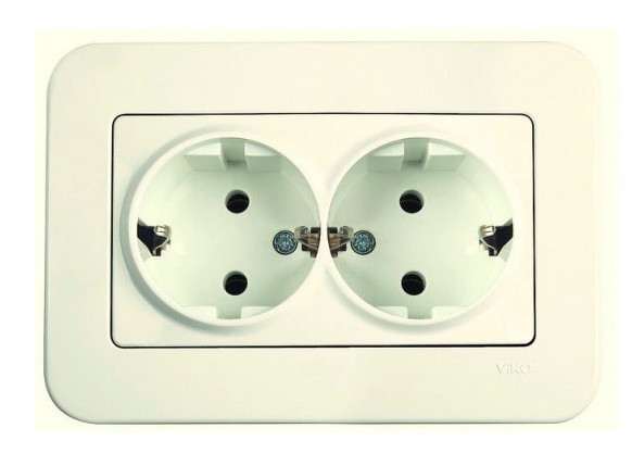 Розетка двойная кремовая VIKO Rollina