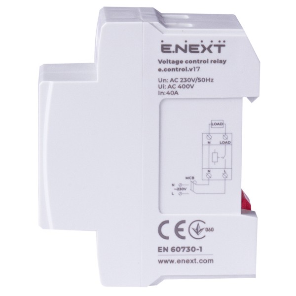 Реле напруги E.Next e.control.v17 40А з індикацією (p0690027) - фото №1