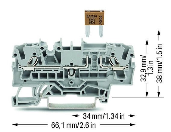 Клемна колодка Wago 2002-1681 із запобіжником - фото №1