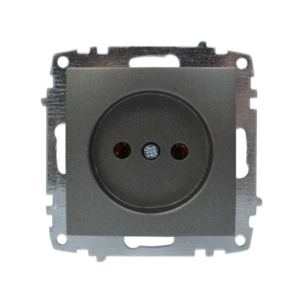 Розетка ELBI ZENA Silverline чорний металік 1-на без заземлення без рамки ( 609-011100-215 )