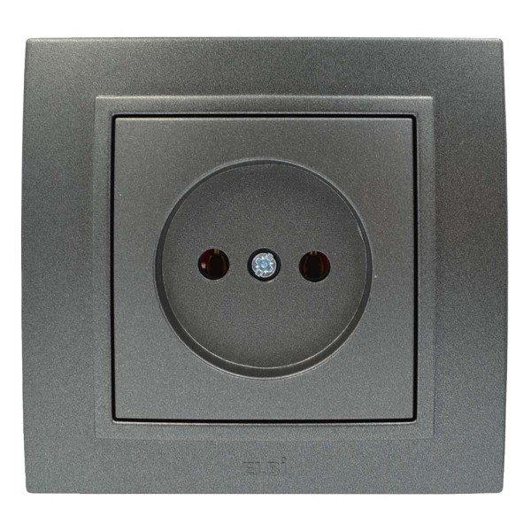 Розетка ELBI ZENA Silverline чорний металік 1-на без заземлення без рамки ( 609-011100-215 ) - фото №1