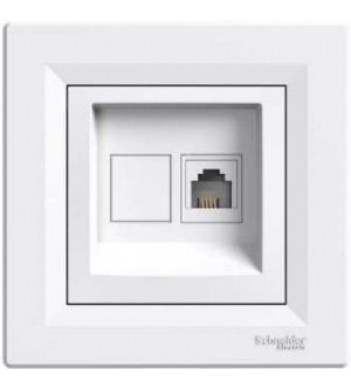 Розетка компьютерная одинарная RJ45 кат.5е STP белая Asfora, EPH5000121