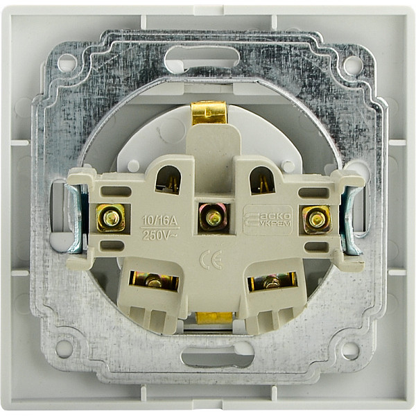 Розетка Аско-Укрем Fl з заземленням та кришкою (РВбсб16-З-Fl-W) - фото №2