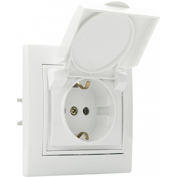 Розетка Аско-Укрем Fl з заземленням та кришкою (РВбсб16-З-Fl-W) - фото №3