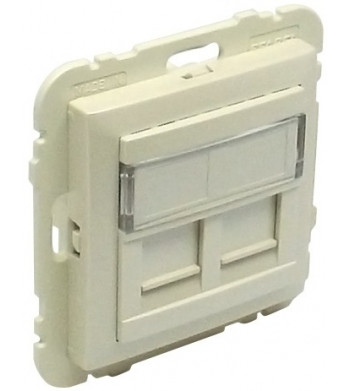 Центральна панель із супортом подвійної комп'ютерної розетки LOGUS 90 перли