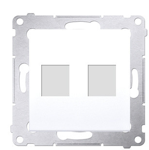 Пряма інформаційна розетка Kontakt Simon Simon 54 Premium DKP2.01/11 під 2xRJ45 Keystone із супортом (білий)