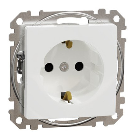 Розетка Schneider Electric Sedna Design & Elements с заземлением и шторками белая SDD111022