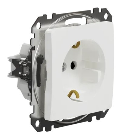Розетка Schneider Electric Sedna Design & Elements с заземлением и шторками белая SDD111022 - фото №1