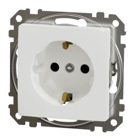 Розетка Schneider Electric Sedna Design & Elements с заземлением и шторками белая SDD111022 - фото №4