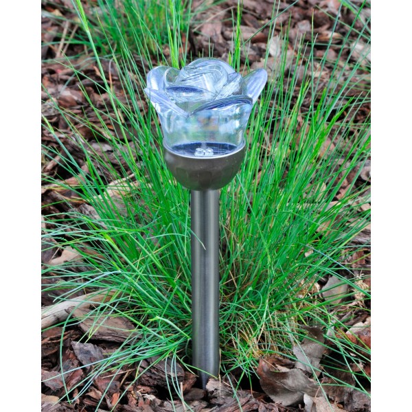 Вуличний світильник на сонячній батареї Goldlux 312198 Rose LED RGB IP44 сріблястий - фото №1