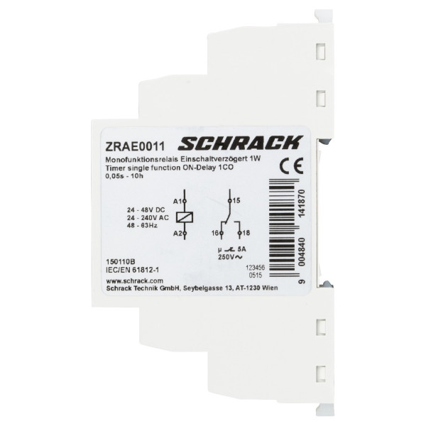 Таймер сигналізації з функцією OFF-затримки Schrack ZRAR0011 Amparo 24В-230В AC/DC 1CO 5А - фото №3