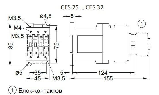 Контактор ETI 004646551 CES 32.00 (15 kW) 24V DC - фото №1