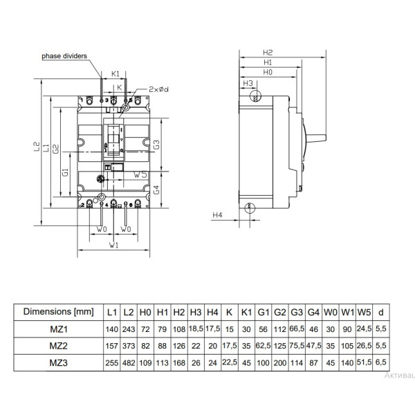 Автоматичний вимикач в литому корпусі типу Schrack MZ112431B 36кА 125А 3P - фото №7