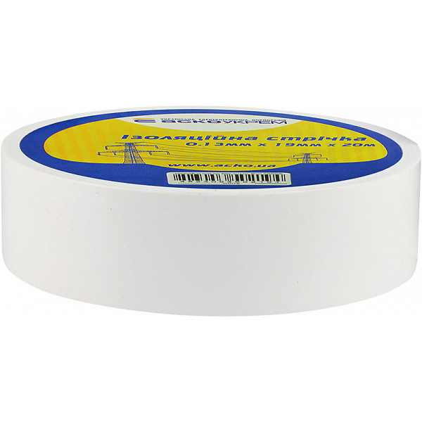 Ізоляційна стрічка Аско-Укрем 0,13x19мм/20м біла (A0150020038) - фото №1
