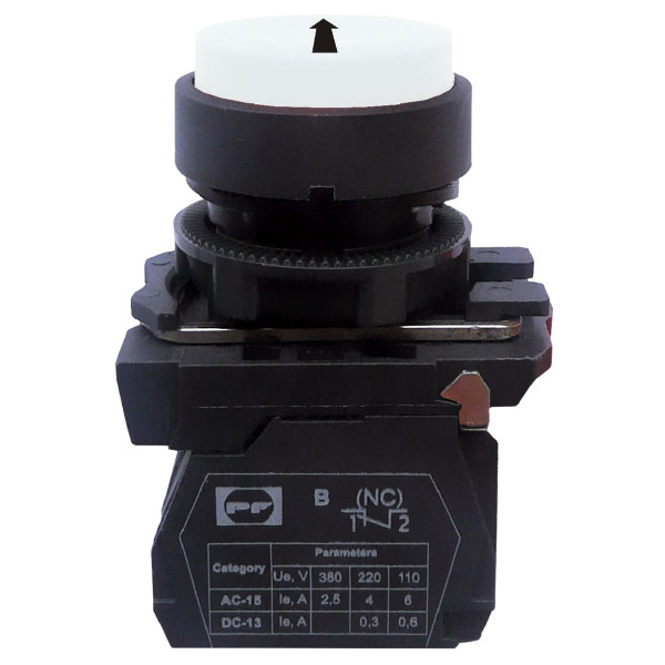 Кнопка Promfactor FP5-AL3341 1NO «чорна стрілка вгору» біла (FP5-AL3341)