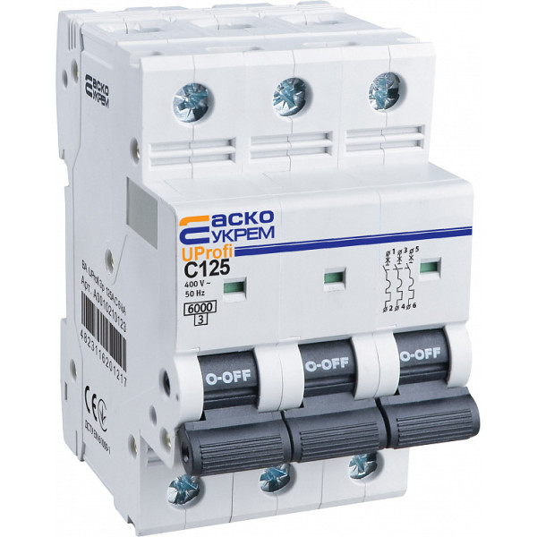 Автоматичний вимикач Аско-Укрем UProfi 3р 125А C 6kА (A0010210123)