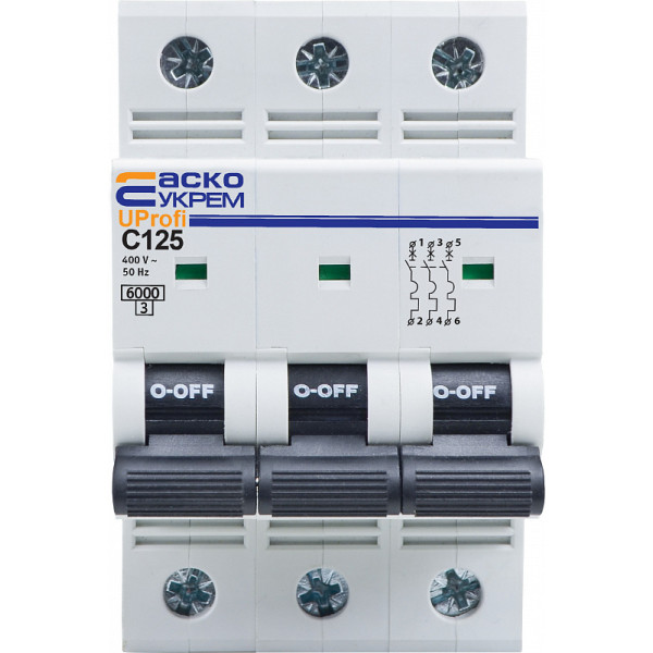 Автоматичний вимикач Аско-Укрем UProfi 3р 125А C 6kА (A0010210123) - фото №1