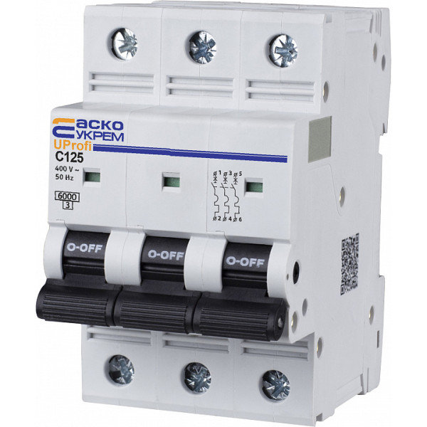 Автоматичний вимикач Аско-Укрем UProfi 3р 125А C 6kА (A0010210123) - фото №5