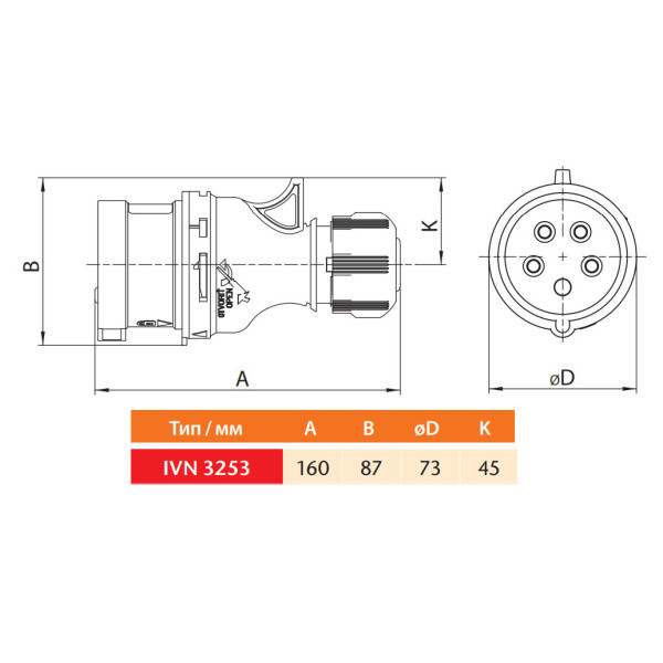 Переносная силовая вилка Sez IVN3253 - фото №8