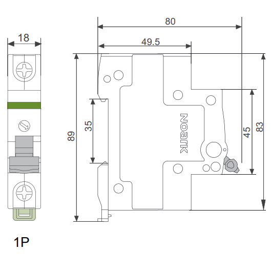 Вимикач навантаження NOARK Ex9I125 1P 16A (102304) - фото №2