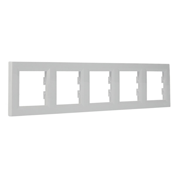Рамка 5-местная горизонтальная белая Asfora, EPH5800521 - фото №1