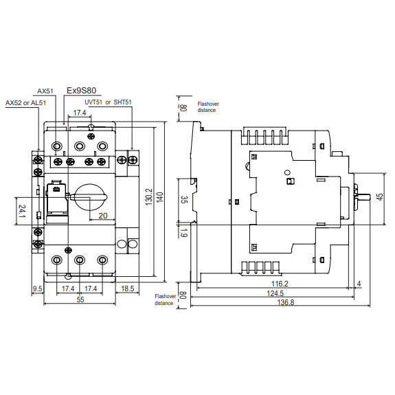 Автомат защиты двигателя NOARK Ex9S80A 40A EU 30-40A А расцепитель ТМ (113838) - фото №1
