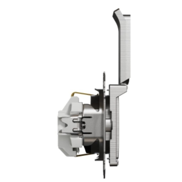 Розетка Schneider Electric Sedna Design & Elementsс заземлением шторками и крышкой матовый алюминий SDD170024 - фото №1