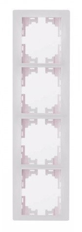 Рамка 4-местная вертикальная белая, Mira, Lezard