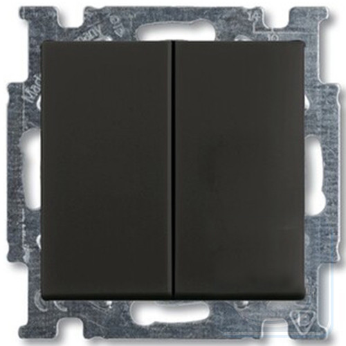 Двокнопковий прохідний вимикач ABB Basic 55 2CKA001012A2181 2006/6/6 UC-95-507 (чорний шато)