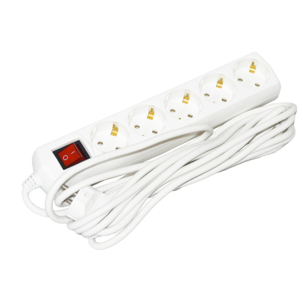 Подовжувач UEC ECO П05В 5 місць 2P+PE/5м 3х1мм2 10А/250В з вимикачем