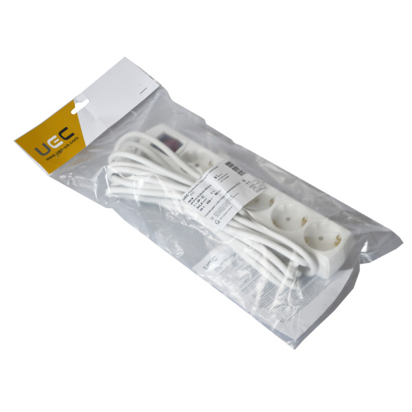 Подовжувач UEC ECO П05В 5 місць 2P+PE/5м 3х1мм2 10А/250В з вимикачем - фото №1