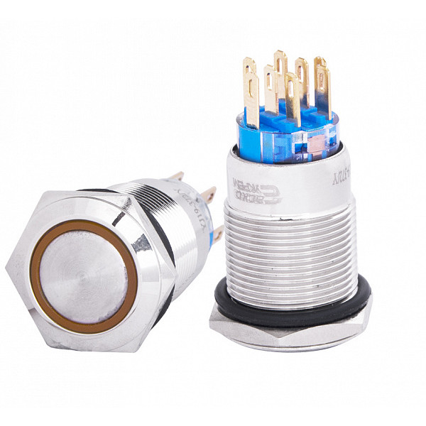 Кнопка Аско-Укрем TYJ 19-372 2NO+2NC 220В з підсвічуванням та фіксацією жовта (A0140010121) - фото №1