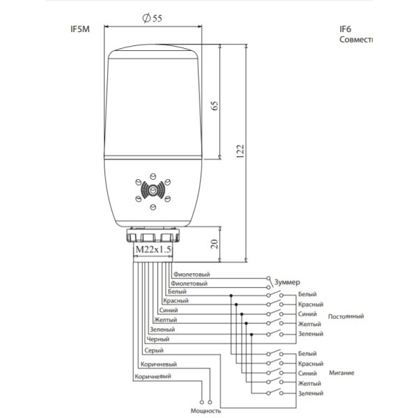 Мультифункциональная световая колонна EMAS IF05M220XM05 220В AC - фото №1