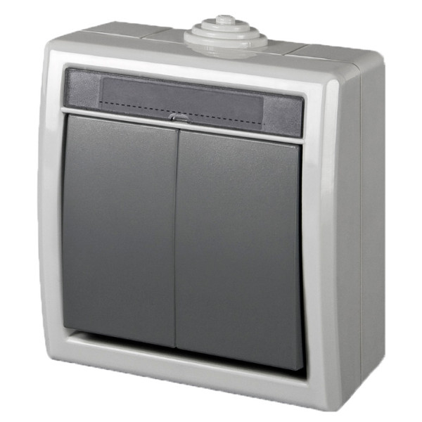 Выключатель накладной 2-кл. серый Elektro-Plast Aquant IP55