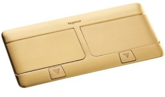 Лючок с выдвижным блоком розеток Legrand 54017 6М (латунь) - фото №1