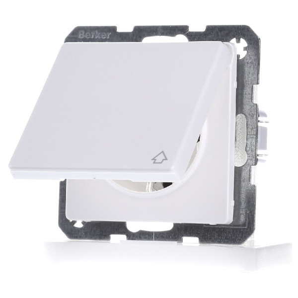 Розетка с з/к, крышкой и шторками полярная белизна Berker Q.х - фото №1