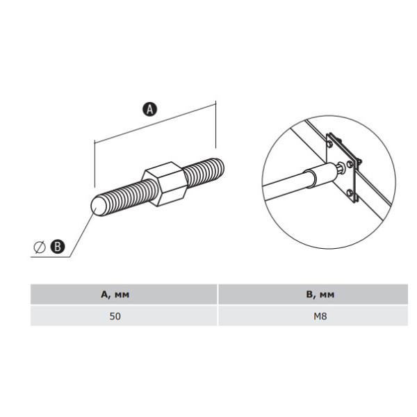 Прямой соединитель для молниезащиты DKC ND2421 М8/М8 - фото №1
