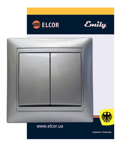 Подвійний вимикач Elcor Emily 9215 (211551) (сірий металік) - фото №1
