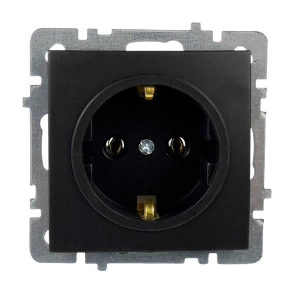 Розетка Nilson Touran чорний мат 1-на з заземленням без рамки ( 24380417 )