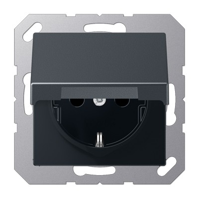 Розетка з накладкою Jung A A1520BFKLANM з кришкою антрацит