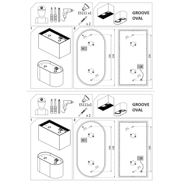 Точечный светильник Nowodvorski 9240 Oval GU10 2x15W IP20 черный - фото №2