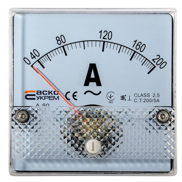 Амперметр трансформаторного включення Аско-Укрем 200/5А АС 80х80мм (А-80) (A0190010051)