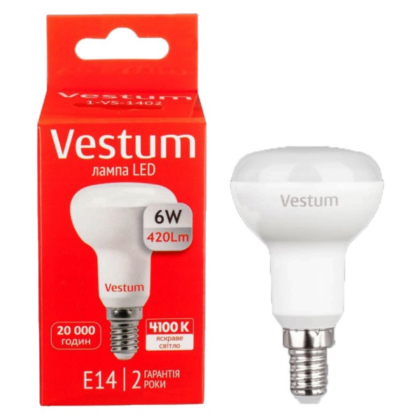 Лампа LED Vestum R50 6Вт 4100K E14 - фото №1