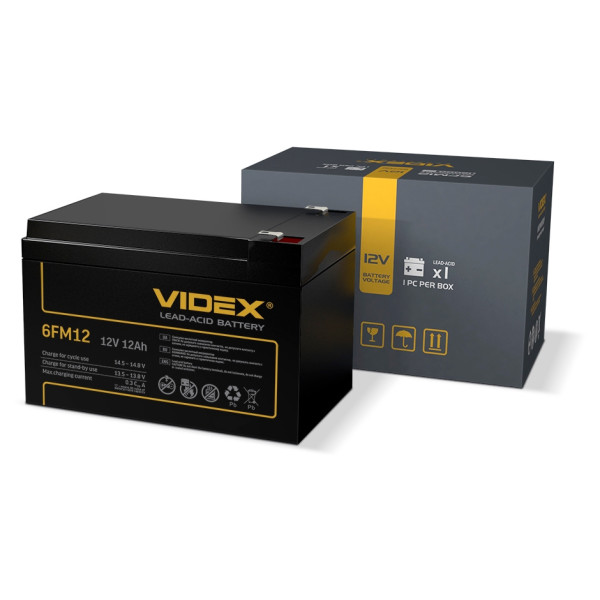 Свинцово-кислотный аккумулятор Videx 6FM12 12мАч 12В (6FM12 1CB) - фото №1