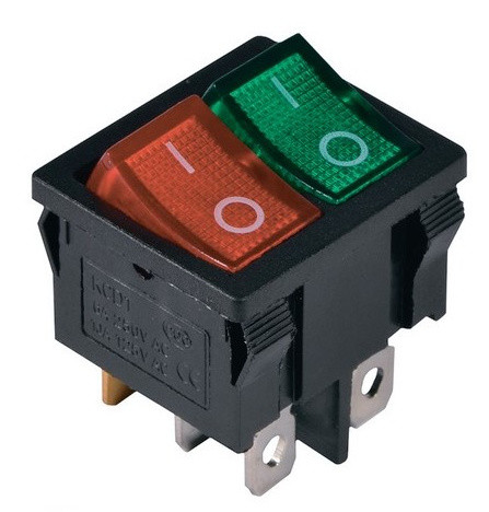 Перемикач TNSy KCD1-6-2101N G+R/B з підсвічуванням зелений+червоний (TNSy5500733)