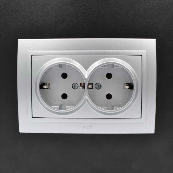 Розетка ELBI ZENA Silverline сірий металік 2-на з заземленням ( 500-011000-907 ) - фото №4